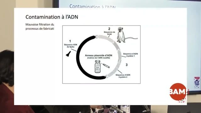 Vaccins ARNm OGM contenant ADN et Mortalite - Corinne Lalo en public chez BAM