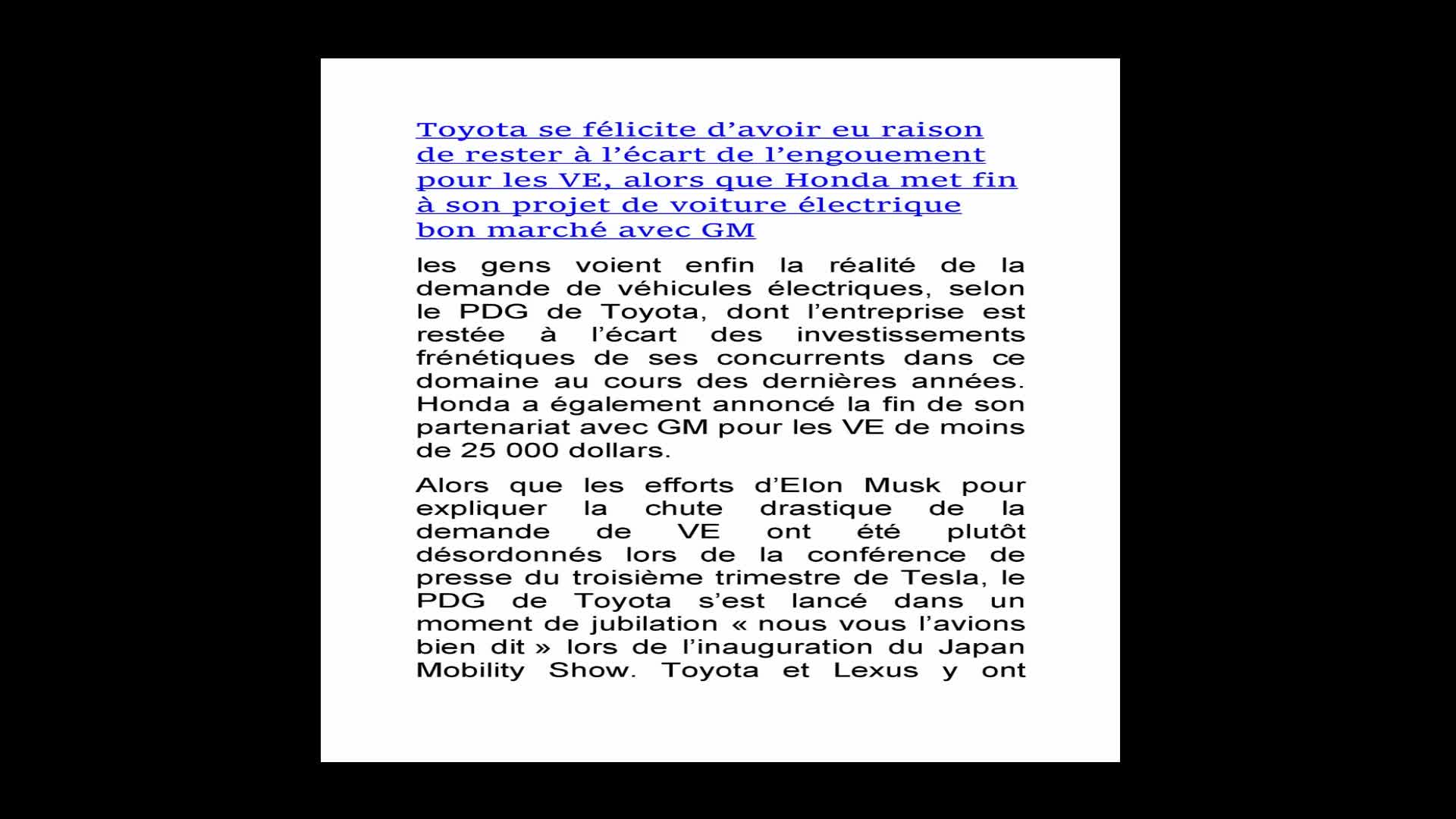 La fin des voitures électriques ?