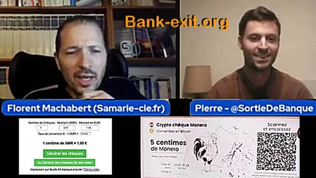 Le premier moyen de paiement intracable legal et alternatif au cash - Florent Machabert et Pierre de SortieDeBanque Bank-exit_org Monero