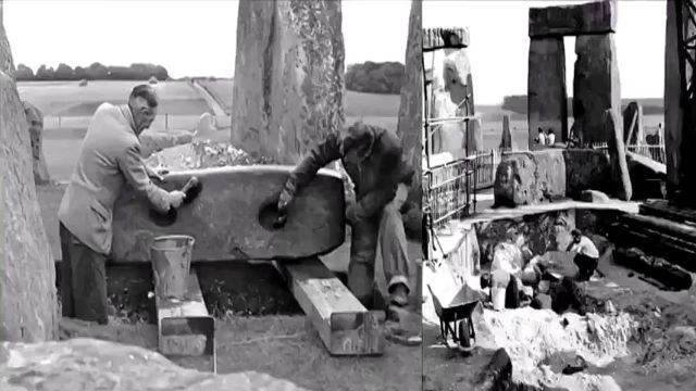 1954 Film and Photographs of Stonehenge Being Built - crappy footage