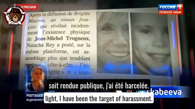 Natacha Rey a la television Russe - l'affaire Brigitte Macron devient un scandale embarrassant a l'international sauf en France avec les medias de propagande