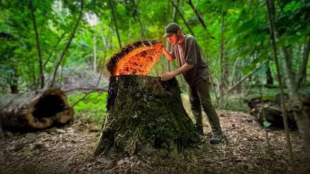 Building a Secret Log Cabin Underground Warm Dugout Log Cabin Bushcraft Survival