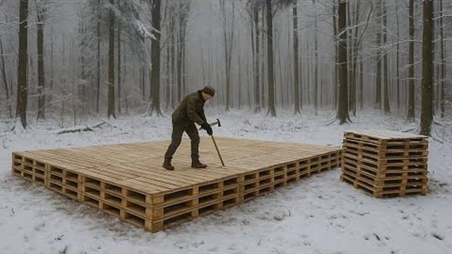 Construction d'une maison en palettes gratuites dans la foret