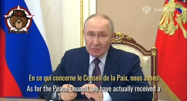 Le Pdt Poutine à propos de Conseil de la paix